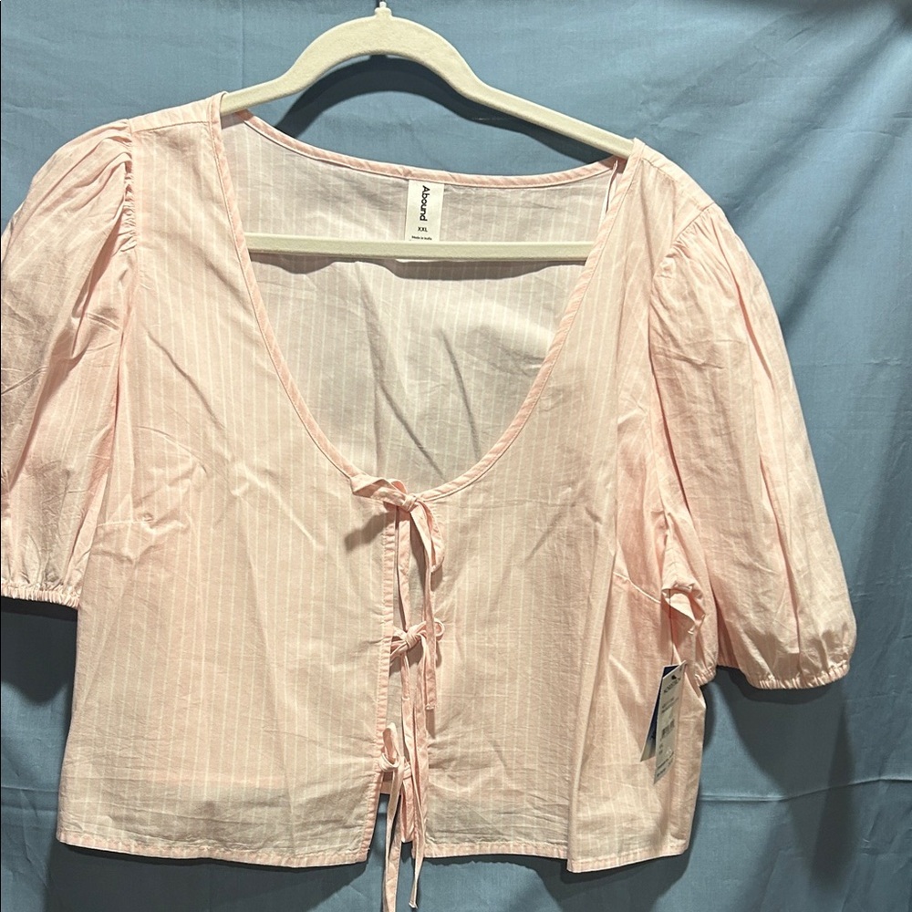 Abound Light Pink Tie-Front Blouse